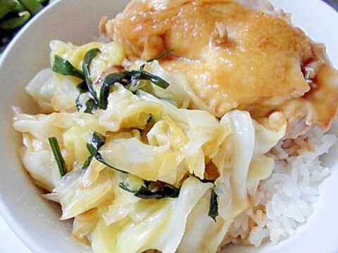 鶏ももときゃべつと小葱のオイスターソース炒め丼